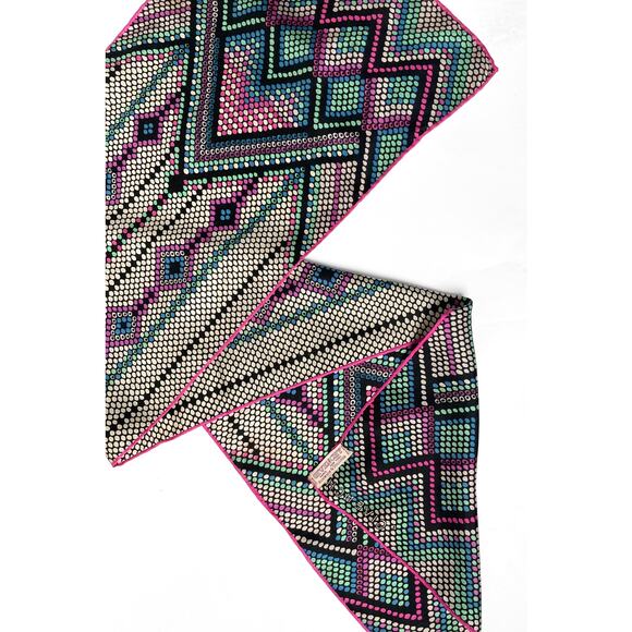 Vintage 70s Givenchy Signed Logo  Pixel Print Silk Scarf Large Rectangle Japan - Picture 3 of 6